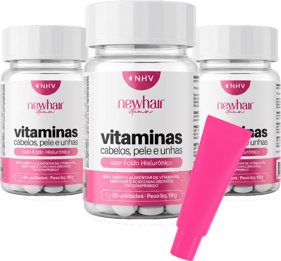 Três potes da vitamina NHV com o TikBalm
