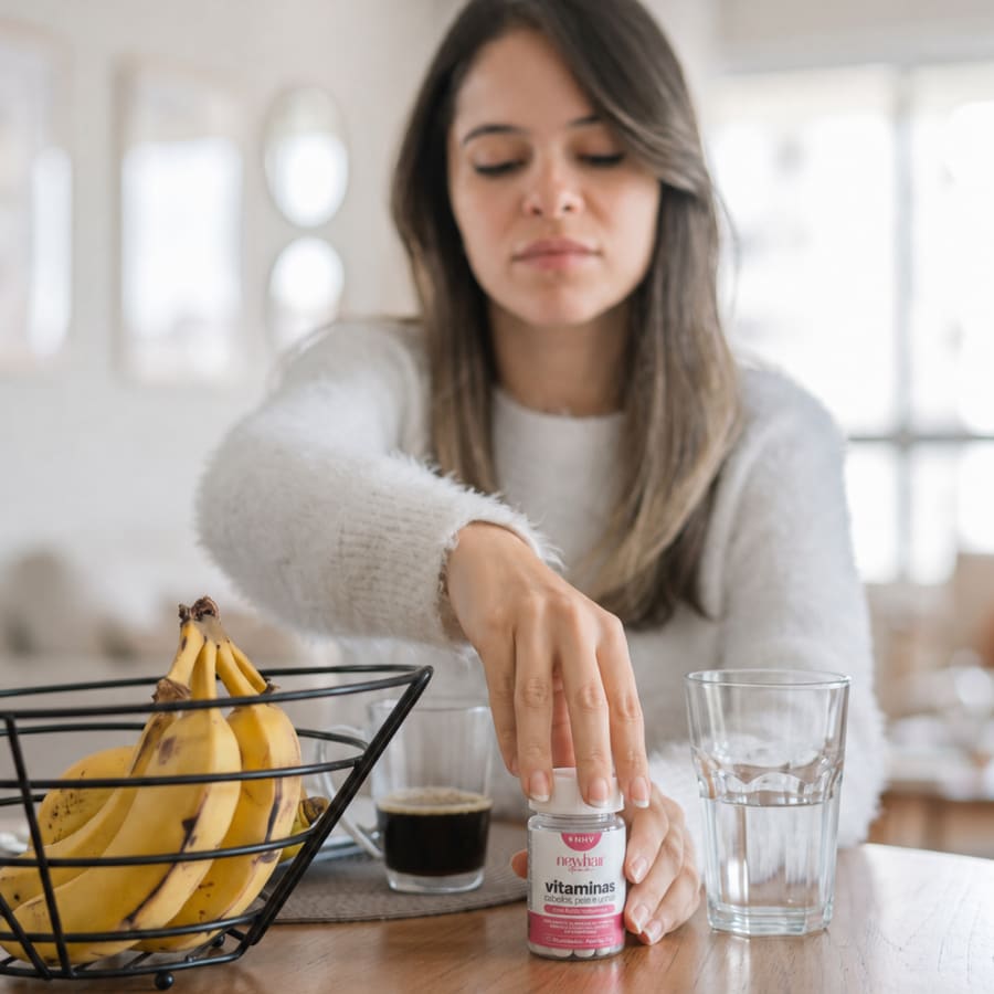 Cliente tomando a vitamina em casa