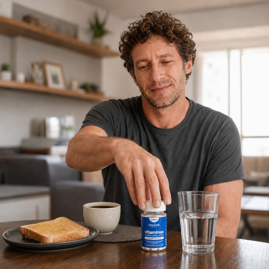 Cliente tomando a vitamina em casa